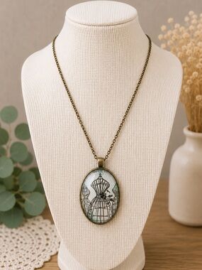 Handmade Dress Form Keychain Pendant Necklace